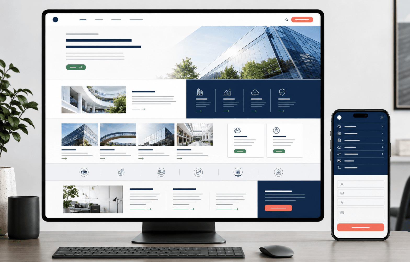 Mẫu website giới thiệu công ty có trang năng lực, dự án, tuyển dụng và biểu mẫu liên hệ