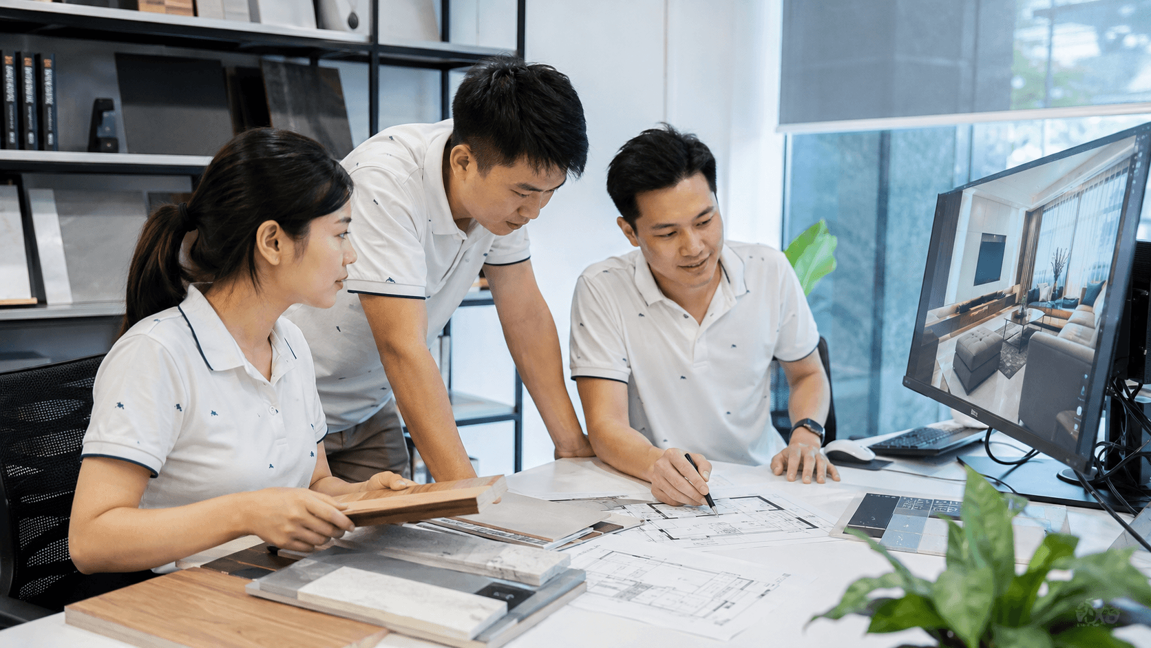 Đội ngũ Công Thiên xây dựng portfolio website nội thất cùng bảng vật liệu